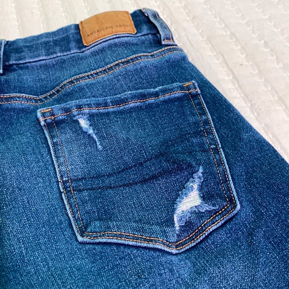 Blue American Eagle Outfitters Distressed Jeans Size 00 XS Curvy Hi-Rise Jegging - Picture 10 of 10